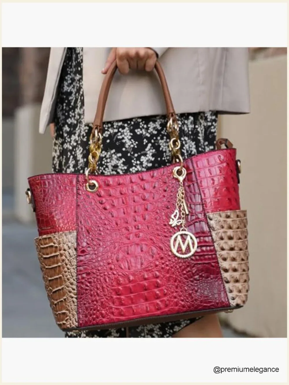 Tote Handbag Set with Wallet Vegan Leather Purse Large Shopper Bag